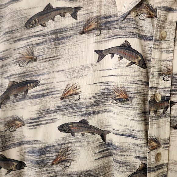 Pendleton Men’s Button Up Fly Fishing Short Sleeve Size XL Trout Shirt Dry Fly - Picture 2 of 7